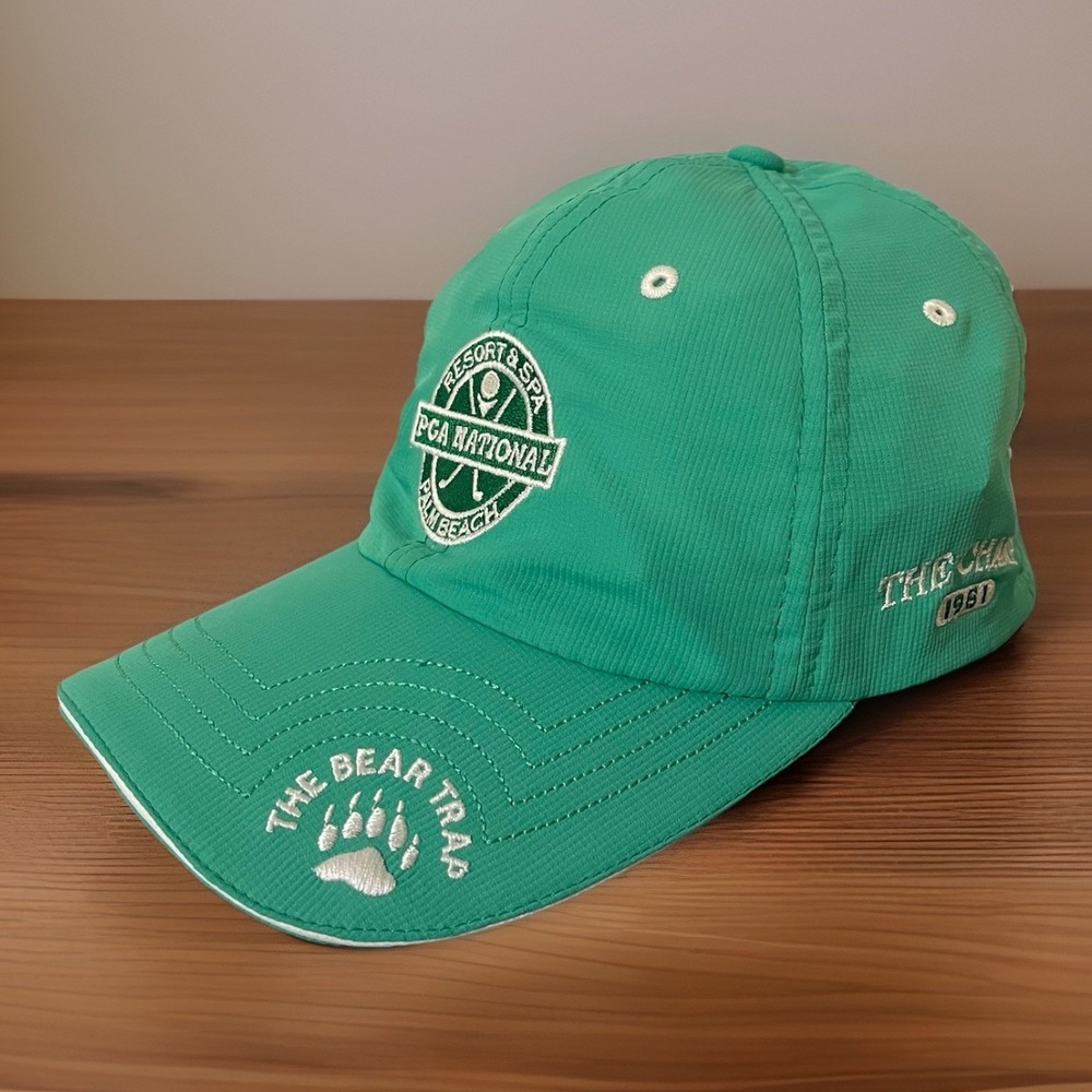 PGA National Palm Beach Resort & Spa Strap Back Golf Hat The Bear Trap Cap Green